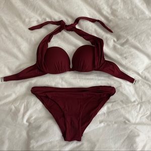 ✨SOLD✨Maroon Ultra Push-up Bikini Top and Bottom